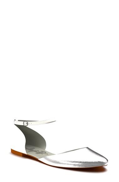 Women's Shoes Of Prey Metallic Snakeskin D'orsay Flat