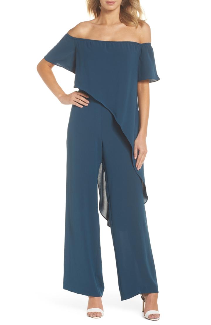 Women's Adrianna Papell Off The Shoulder Crepe Jumpsuit