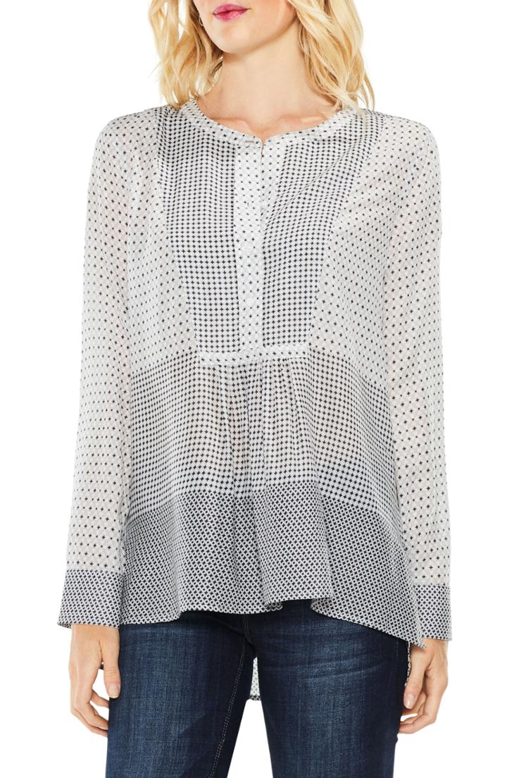 Women's Two By Vince Camuto Quiet Tile Border Bib Henley - Grey