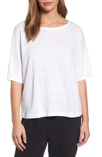 Women's Eileen Fisher Organic Linen Jersey Boxy Top - White