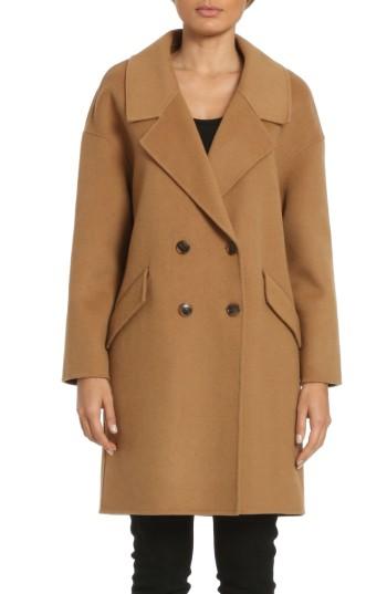Women's Badgley Mischka Katya Double Face Wool Blend Coat - Brown