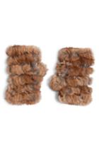 Women's Jocelyn Genuine Rabbit Fur Fingerless Knit Mittens, Size - Beige