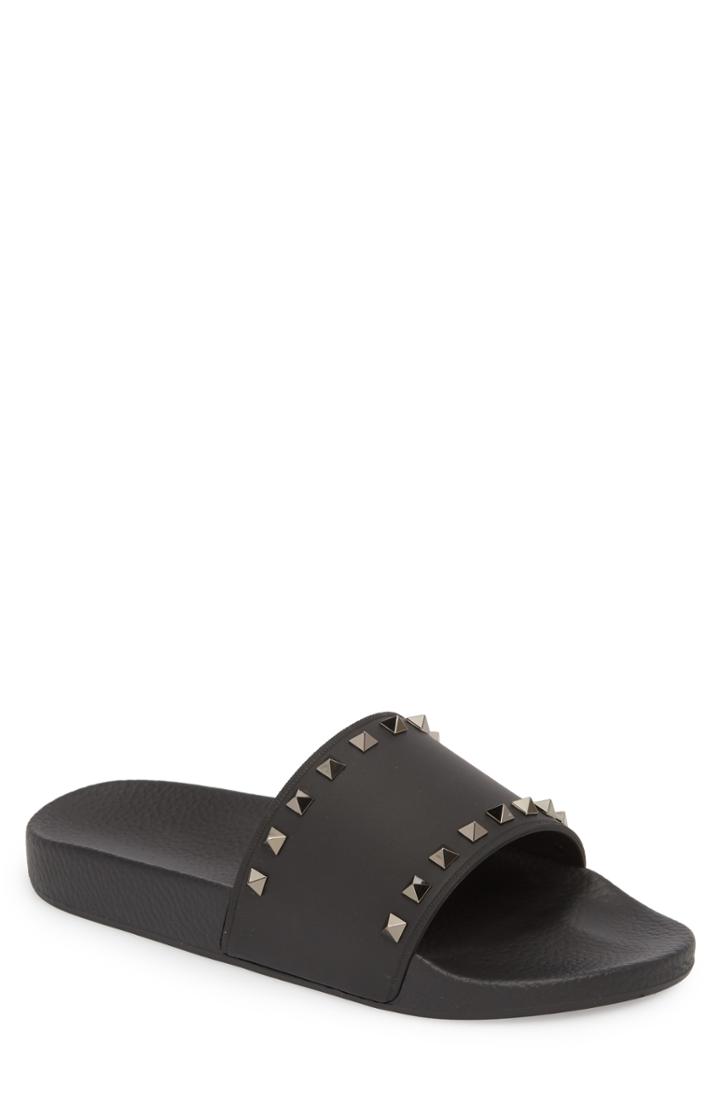 Men's Valentino Garavani Rockstud Slide Sandal Us / 41eu - Black