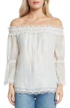 Women's Willow & Clay Lace Trim Foil Off The Shoulder Top, Size - Ivory