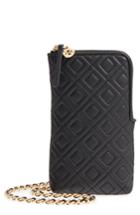 Tory Burch Fleming Lambskin Leather Phone Crossbody Bag - Black
