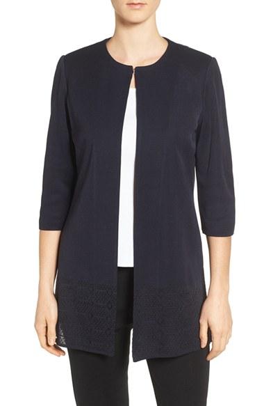 Women's Ming Wang Long Collarless Jacket