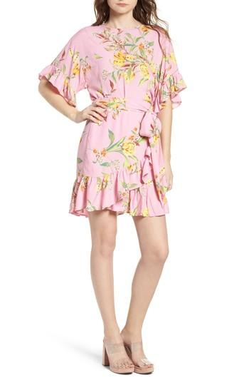 Women's Afrm Tokyo Ruffle Sleeve Minidress - Pink