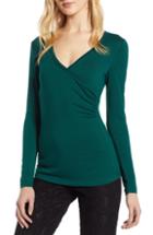 Women's Halogen Surplice Knit Top - Green