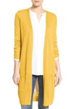 Women's Halogen Long Linen Blend Cardigan, Size - Yellow