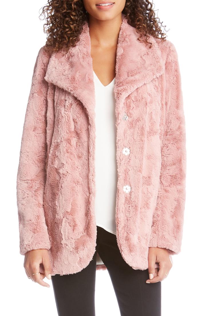 Women's Karen Kane Faux Fur Coat - Pink