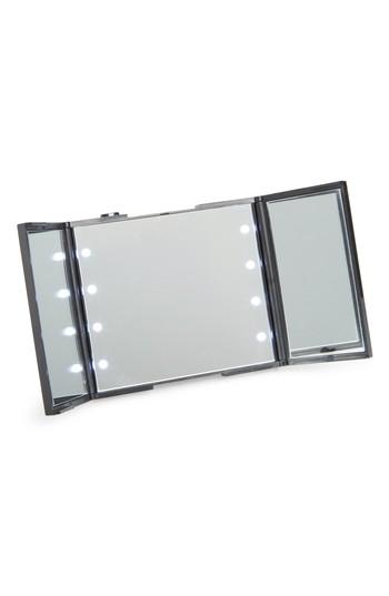 Impressions Vanity Co. Trifold Compact Led Makeup Mirror With Stand, Size - Black