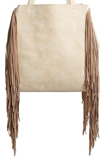 Emperia Sage Fringe Faux Leather Tote - Beige