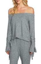 Women's 1.state The Cozy Tie Sleeve Off The Shoulder Sweater, Size - Grey
