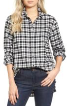 Women's Madewell Oversize Flannel Shirt, Size - Black