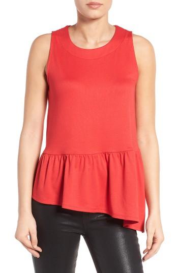 Women's Gibson Asymmetrical Ruffle Hem Top - Coral
