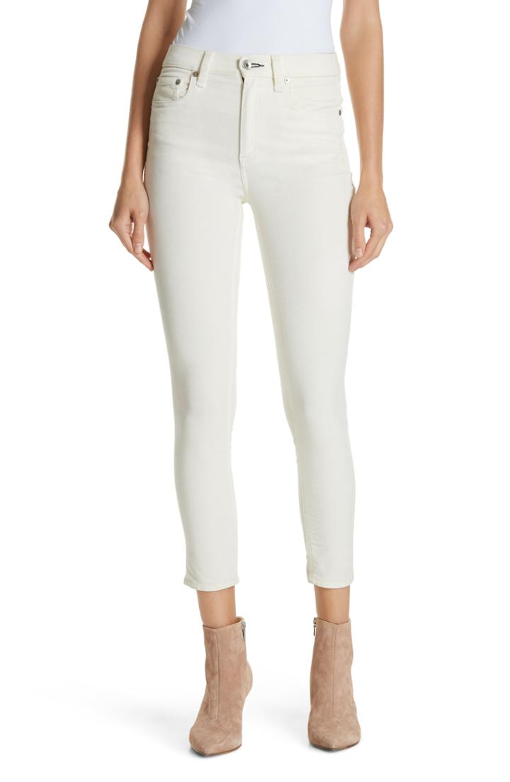 Women's Rag & Bone/jean High Waist Velvet Skinny Pants - White
