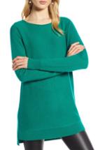 Petite Women's Halogen High/low Wool & Cashmere Tunic Sweater P - Green