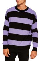 Men's Topman Block Stripe Classic Fit Sweater, Size - Purple