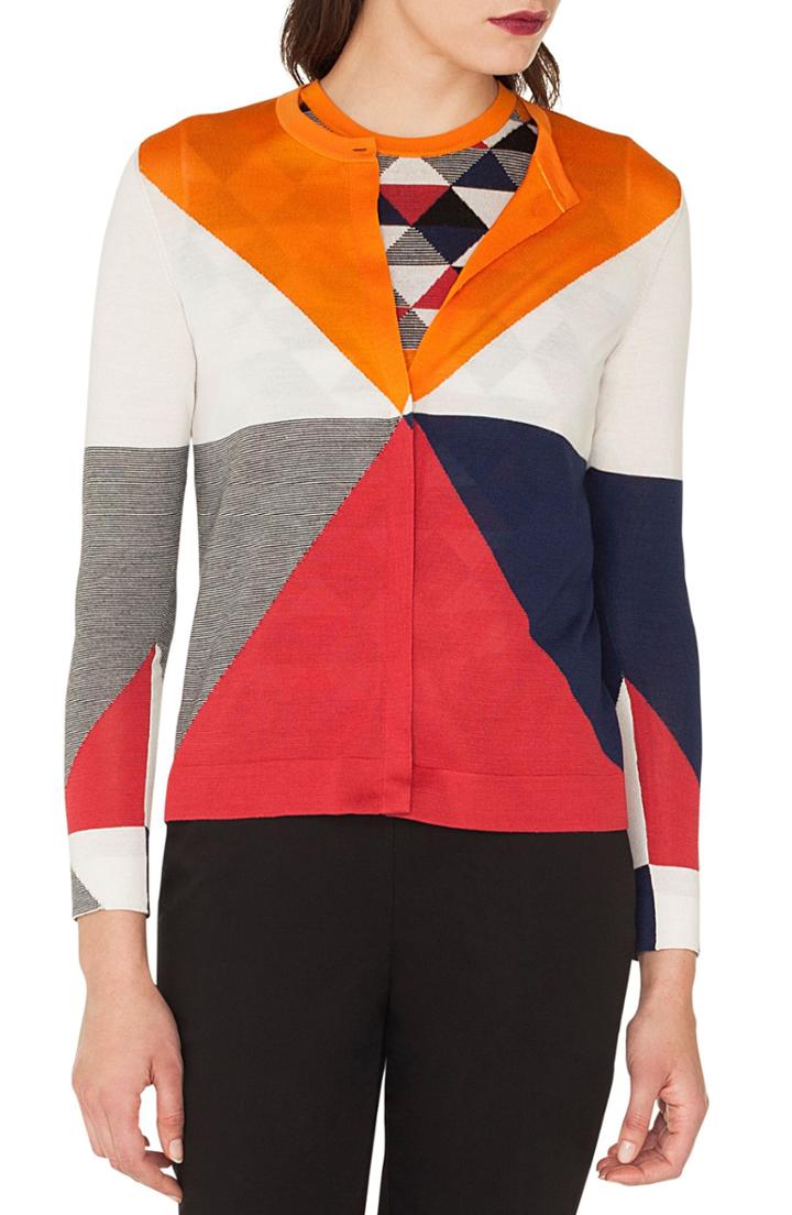 Women's Akris Diamond Jacquard Cashmere & Silk Cardigan