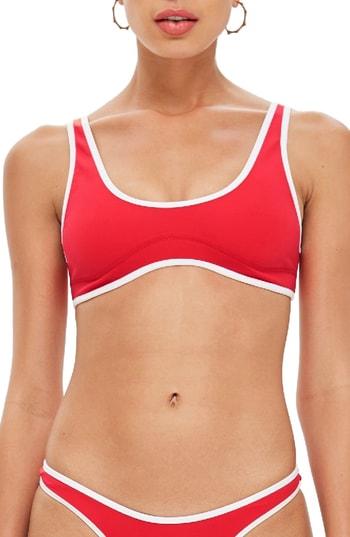 Women's Topshop Contrast Trim Bikini Top - Red
