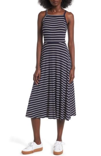 Women's Lush High Neck Knit Midi Dress - Blue
