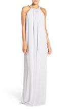 Women's Ceremony By Joanna August 'catherine' Braided Halter A-line Gown - Metallic