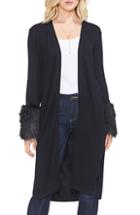 Women's Vince Camuto Faux Fur Cuff Cardigan, Size - Grey