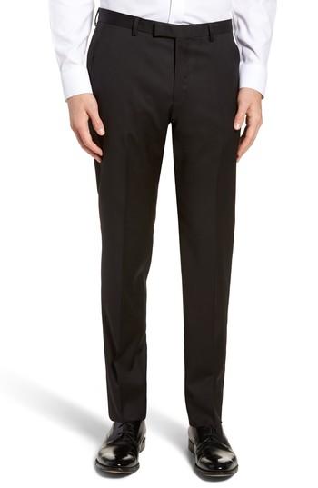 Men's Boss Lenon Flat Front Solid Wool Trousers R - Black
