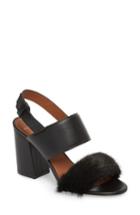 Women's Givenchy Genuine Mink Flared Heel Sandal Us / 36eu - Black