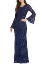 Women's Mac Duggal Sequin Bell Sleeve Gown - Blue