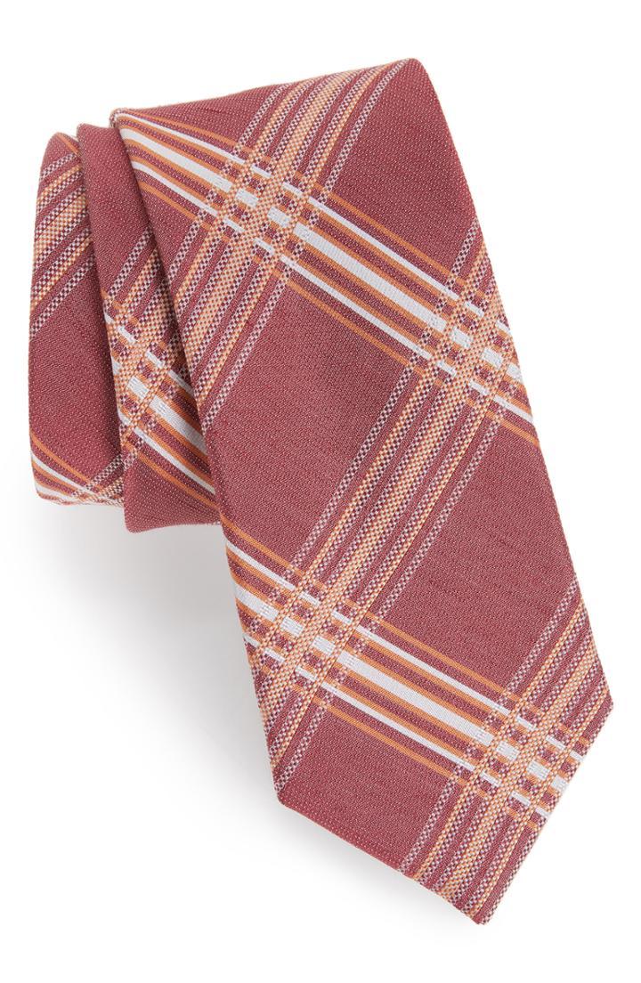 Men's The Tie Bar Kp Plaid Silk & Linen Tie