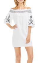 Women's Vince Camuto Off The Shoulder Linen Shift Dress, Size - White