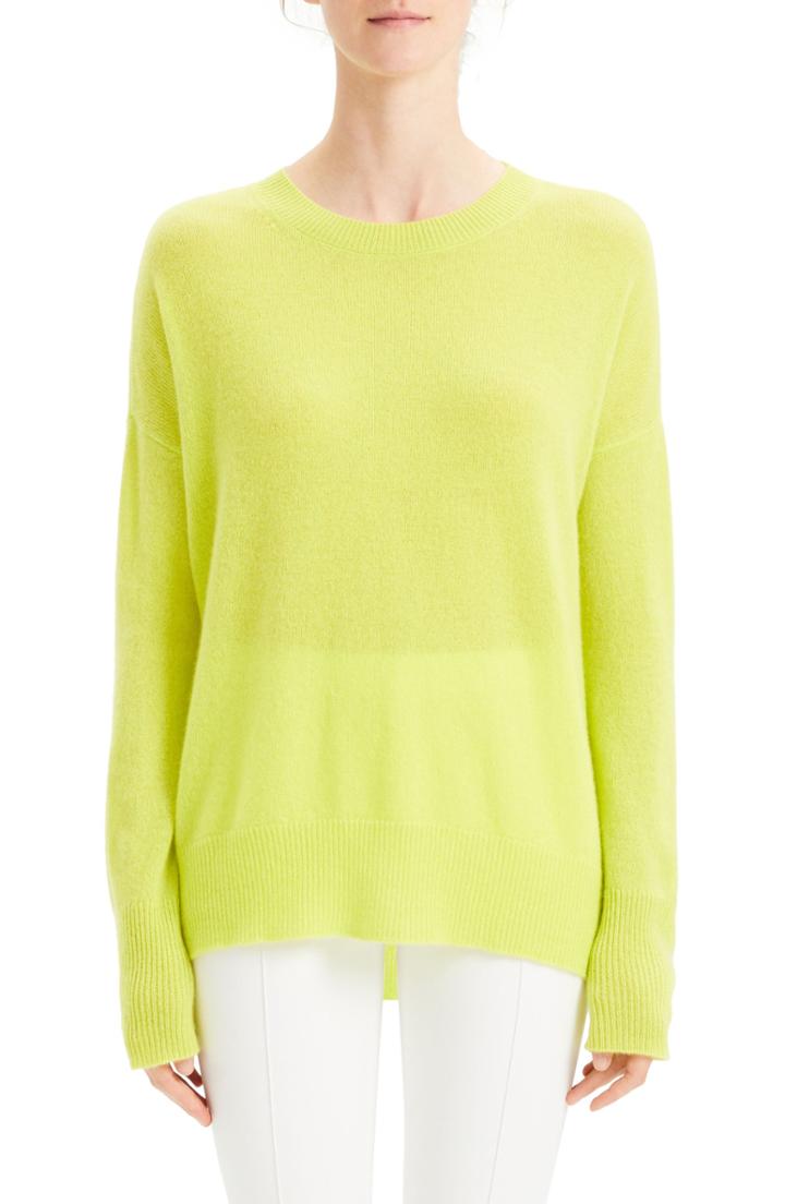Women's Theory Karenia Long Sleeve Cashmere Sweater - Yellow