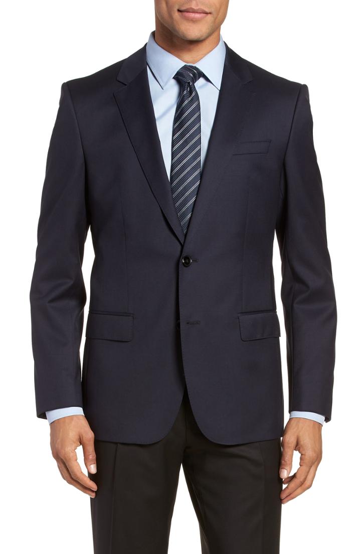 Men's Boss Hayes Cyl Trim Fit Solid Wool Sport Coat R - Blue