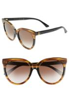 Women's Gucci 55mm Round Sunglasses - Shiny Havana/ Black/ Havana