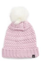 Women's Treasure & Bond Cable Knit Beanie With Faux Fur Pom -