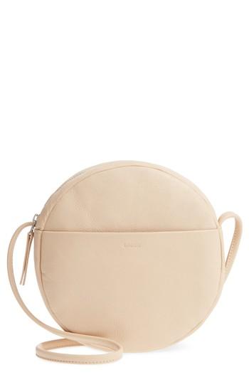 Baggu Circle Calfskin Leather Crossbody Bag - Beige