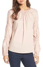 Women's Vince Camuto Smocked Poplin Shirt, Size - Pink