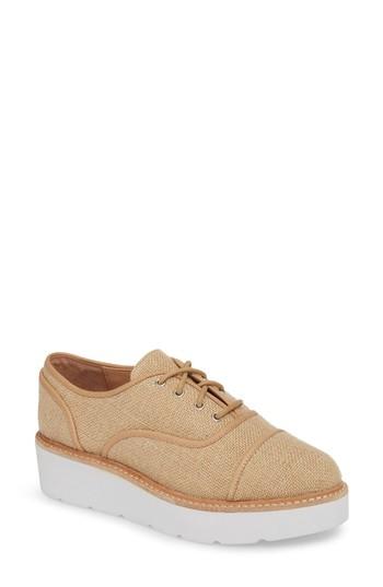 Women's Linea Paolo Mavis Cap Toe Platform Sneaker M - Beige