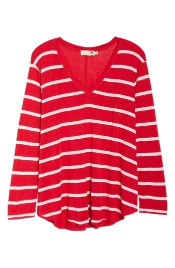 Women's Everleigh V-neck Striped Tunic Tee, Size - Red