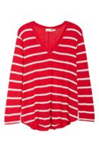 Women's Everleigh V-neck Striped Tunic Tee, Size - Red