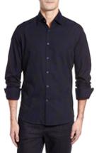 Men's Stone Rose Slim Fit Tonal Leaf Jacquard Sport Shirt