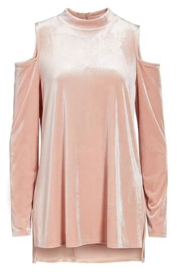 Women's Halogen Velvet Cold Shoulder Top, Size - Pink