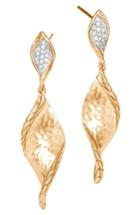 Women's John Hardy Classic Chain Hammered Gold Drop Earrings With Diamonds