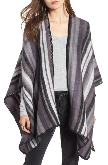 Women's Treasure & Bond Stripe Blanket Wrap, Size - Black