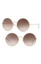 Women's Ray-ban 3592 55mm Gradient Round Sunglasses - Gold Brown