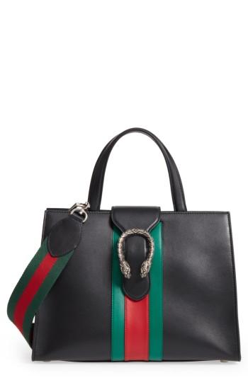 Gucci Dionysus Web Stripe Leather Satchel -