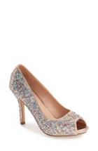 Women's Lauren Lorraine Paula 3 Peep Toe Pump M - Metallic