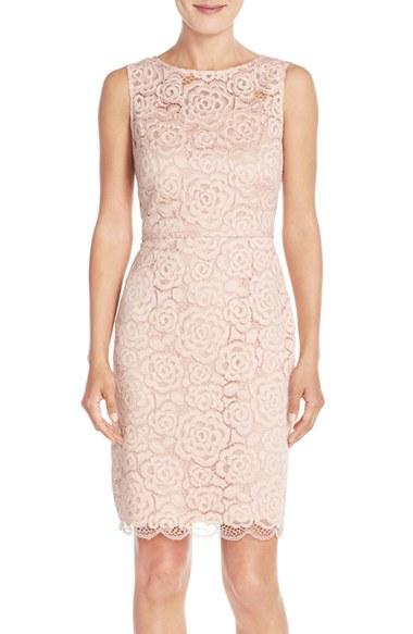 Women's Ellen Tracy Lace Sheath Dress - Pink