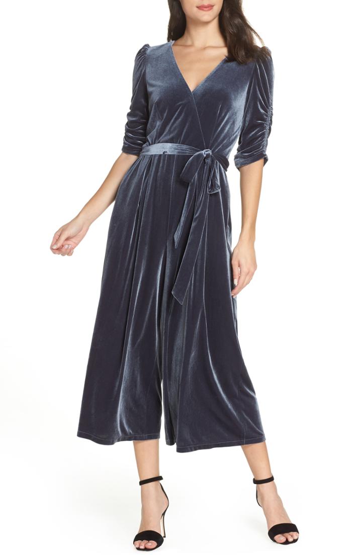 Women's Chelsea28 Velvet Culotte Jumpsuit - Grey